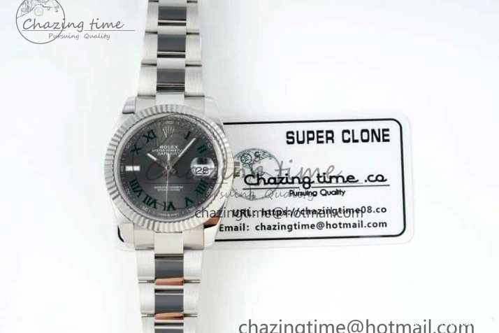 AAA Replica Watches Green 904L on 126334 Gray 41 2285 Steel Bracelet 1:1 Best Edition Dial VR NTF ZeroBulk DateJust Roman Oyster 0122